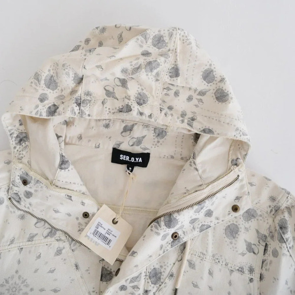 SER.O.YA Braxton Cream Sea Shells Hoodie  Pullover Denim Jacket S NWT - Picture 11 of 13